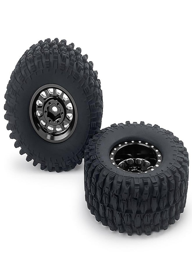 MORLORDY 1.0" Beadlock Wheels and 50mm Rubber Tires Set for Axial SCX24 Gladiator Deadbolt Bronco C10 JLU 1/24 RC Crawler Car Upgrade Parts (Black) - Image 5